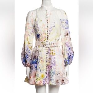 Zimmermann style Rhythmic Floral Button-Front Balloon Sleeve Fit-And-Flare Dress